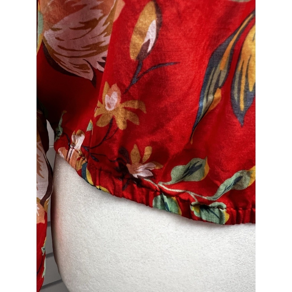 Anthropologie Maeve Lake House Red Floral Balloon Sleeve Peasant Top Size Small - Picture 7 of 12